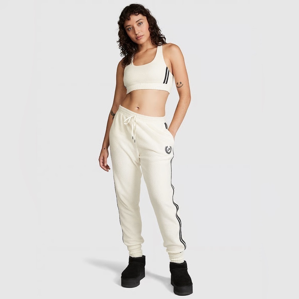 PINK Victoria's Secret White Ivory Cozy Sherpa Joggers Women’s Plus Size XXL
